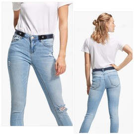 SUOSDEY No Buckle Invisible Ladies Elastic Waist Belt for Women Men Stretch Belt for Jeans Dress Pants up to 48"