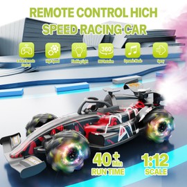 Remote Control Car, 1:12 High Speed RC Cars with Spray Music Light,Rechargeable Racing Toys Gifts for 4 5 6 7 8 Girls Birthday Christmas
