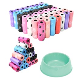 Kyrotech Köpek Kaka Poşeti, 8 Rulo Kaka Torbası, Mama ve Su Kabı Hediye, Kokusuz, Dışkı Torbası, Kablar Küçük Irklara Uygundur,120 Parça Poşet İçerir