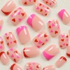 Valentines Day Press on Nails Pink Red Heart French Tip