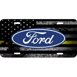 Unbranded GLOSS CLEAR COAT THIN YELLOW LINE USA DISTRESSED FLAG BLUE FORD LICENSE .040 GA