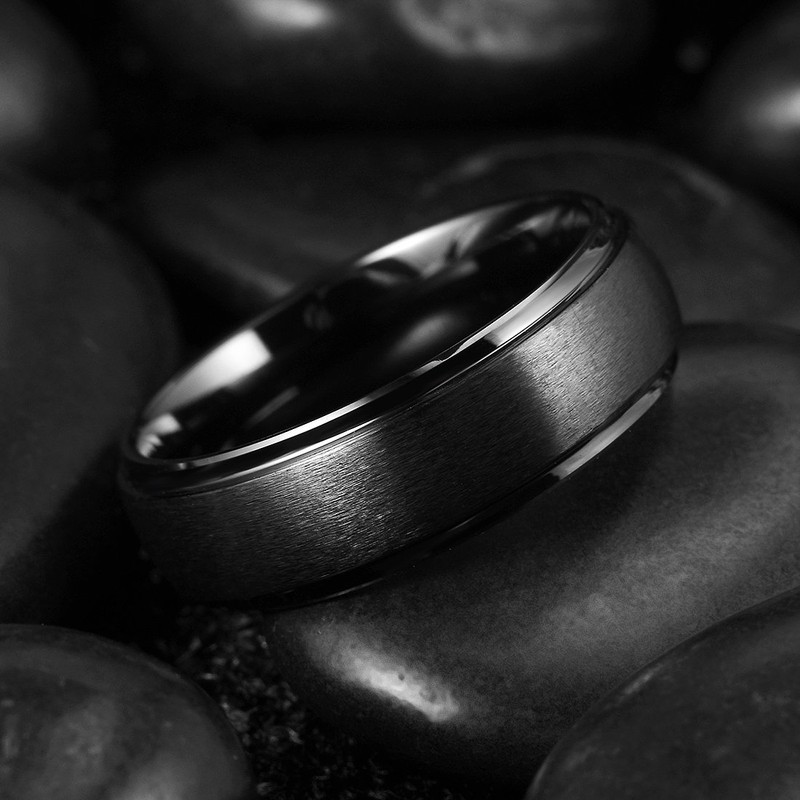 King Will BASIC 7mm Black Ceramic Wedding Ring Matte Finished