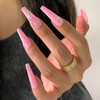 Artquee 24Pcs Pink Coffin Press on Nails Long Fake Nails