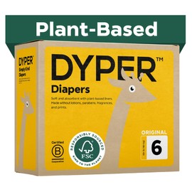 DYPER - Baby Diapers Hypoallergenic Cloth Alternative Day & Overnight Protection - Made with Plant-Based* & Skin-Friendly Ingredients - Size 6 (108 Count)
