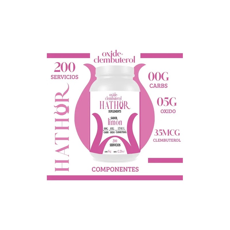 Óxido Nítrico Clembuterol Protein Hathor 1kg Pre Entreno