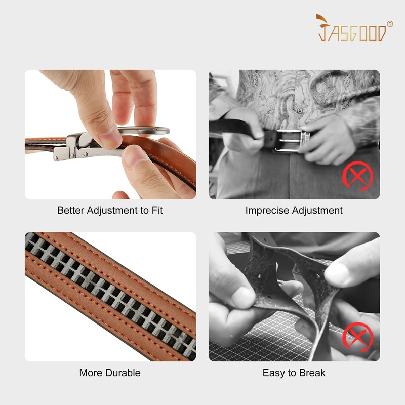 JASGOOD Kids Ratchet Leather Belt Boys Dress Belt for Formal