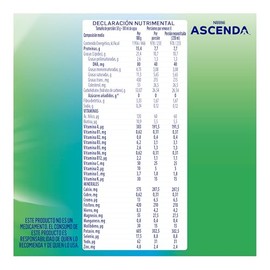 Suplemento Alimenticio ASCENDA Infantil Sabor Vainilla con Nutrientes Vitaminas Minerales Calcio Proteína DHA Sin Azúcar Polvo, A Partir de 3 Años, Lata de 400g