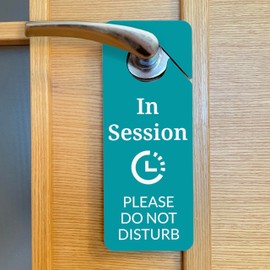 In Session Sign For Therapists 2 Pack, Please Do Not Disturb Door Hanger Sign For Office Clinic and Home. For Therapy Yoga Massage Consultation Online Class Zoom Meeting Video Call Session in Progress