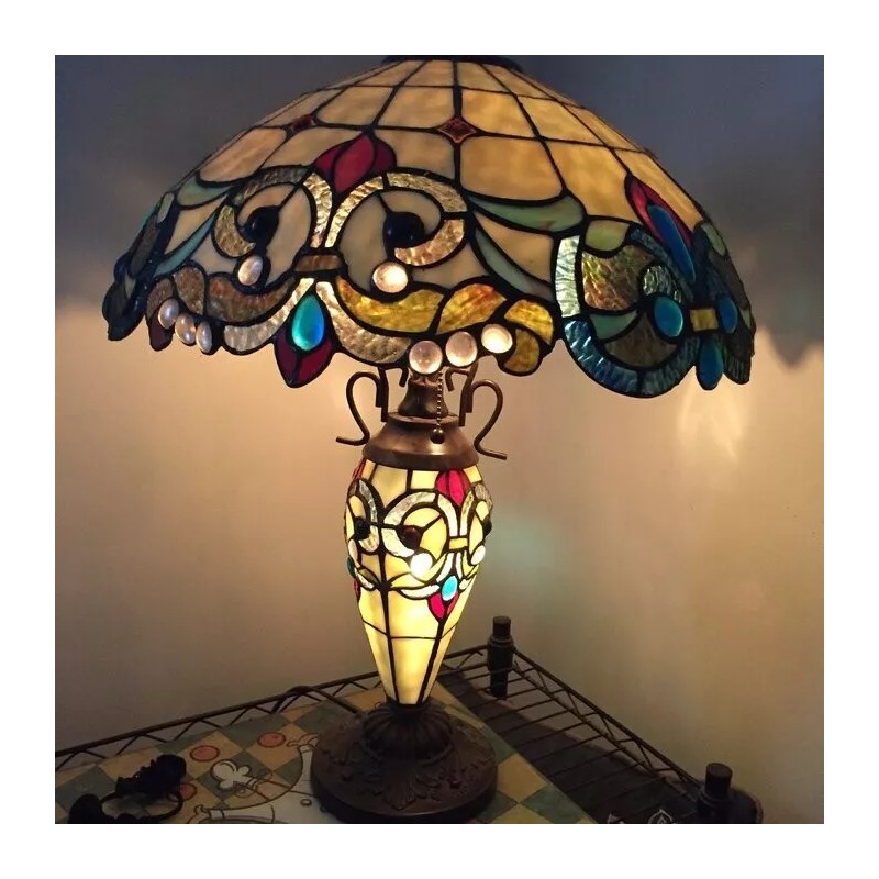 RADIANCE goods Tiffany-Style 3 Light Victorian Double Lit Table Lamp