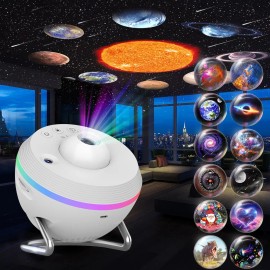 Ceiling-Mounted Space Projector Night Light  13-in-1 Planetarium-Style Starry Sky Projector & Galaxy-Star Projection LampLamp Power(W): 5, Color: Black, Lamp Sizes: Small