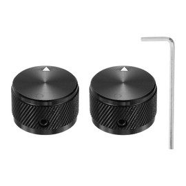 MECCANIXITY 2 Pcs Aluminium Potentiometer Knobs, 1/4" (6mm) Universal Volume Tone Control Knobs for Guitar, Bass, Twill 5/8" Black