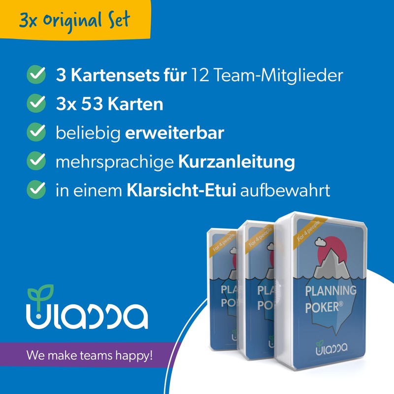 Agile Planning Poker Cards for 12 People (3 Sets) -