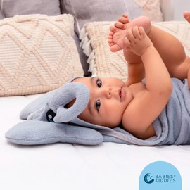 Babies and Kiddies Toalla de Baño 3D para Bebé con Capucha Tela de Algodón Ultra Suave Absorbente y Cómoda - Toalla de Bebé Hipoalergénica de Animalitos (Elefante) Medidas 90 x 90 cm