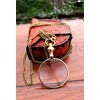 Brass Magnifying Glass, Optical Magnifier Lens with Chain Monocle for