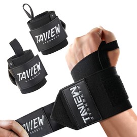 TAVIEW Wrist Wraps Weightlifting with Heavy Duty Thumb Loop, Powerlifting, Cross Training, Bodybuilding .21” Professional Grade for Gym Workout, Men and Women Weight Lifting and Strength Training