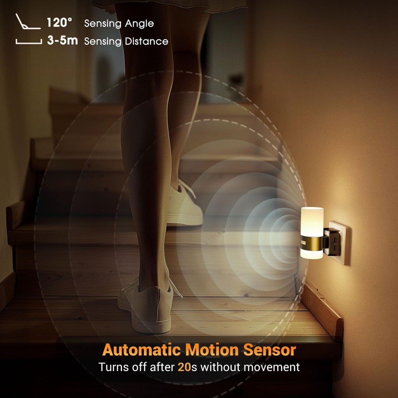 JandCase Motion Sensor Night Light Plug in, 1 Pack Motion