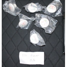 Unbranded Lot of 6 VTG Porcelain Painted 1.5" Round Painted Cabinet Knobs "FLOWER" NOS!!!