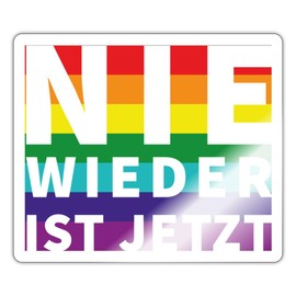 Spreadshirt Nie Wieder Ist Jetzt Regenbogen Statement Sticker, max. 10 x 10 cm, 10 x 10 cm, Weiß glänzend