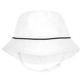 Wee Ones Baby Girls' and Boys' Reversible Summer Ready Sun Hats, Add-A-Bow Option, Moonstitch Brim, 2-4T, White with Navy