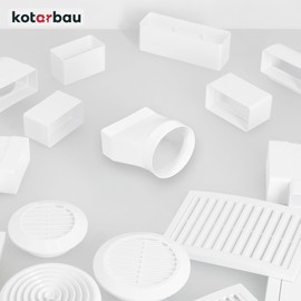 KOTARBAU® Rectangular Pipe Connector 55 x 110 mm for Round Pipe Diameter 100 mm Plastic Adapter Pipe Connector Exhaust Duct Reducer for Ventilation Systems White Flat Duct to Round Pipe Transition