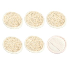 ArrErr 6 Pack Exfoliating Facial Sponge Natural Loofah Face Scrubber Exfoliating Facial Cleansing Pads Exfoliator Face Sponge Dead Skin Remover for Daily Cleaning and Makeup Pores Blackheads Removal