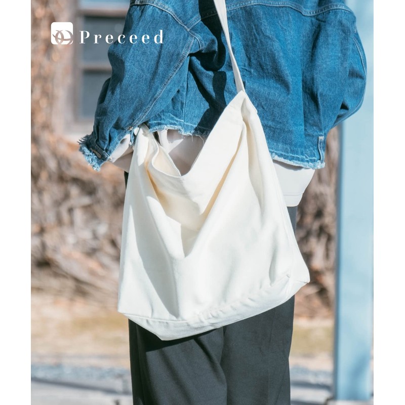 Preceed Canvas Tote Bag with YKK Zipper, Removable Shoulder Pad,