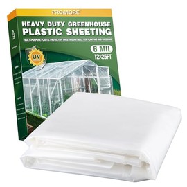 Greenhouse Plastic Sheeting 6 Mil 12x25 FT, Clear Plastic Sheeting Heavy Duty, Polyethylene Film, UV Resistant, Tear-Proof, for Garden, Agriculture, Painting Floor Protection