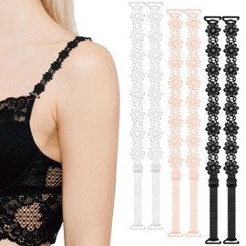 3 Pairs Bra Straps, Women's Adjustable Shoulder, Non-Slip Elastic Shoulder Belt for Women Girls Tops Dress, Flower lace multi-coloured