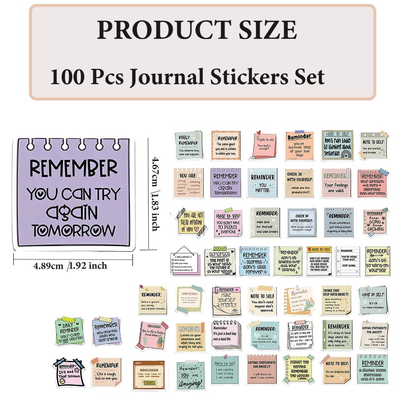 100 Pcs Journal Stickers Set, Positive Affirmation Motivational Stickers Inspirational