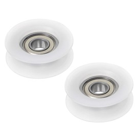 sourcing map Pack of 2 U Type Groove Washer Nylon Coated Roller Bearing 5 x 22 x 7 mm U Groove Instructions Wheel for Doors Windows or Drive Mechanical Equipment White