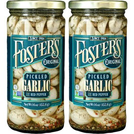 Foster's Pickled Garlic Cloves in a Jar, Original, 16oz, 2 Pack, Traditional Pickled Vegetables Recipe for over 40 years, Low Calorie Snack, Gluten Free, Fat and Preservative Free Pickles