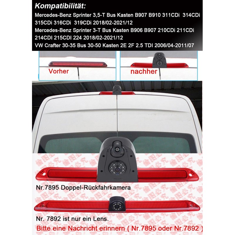 Double Rear View Camera Two Lens Camera Rear Light Third