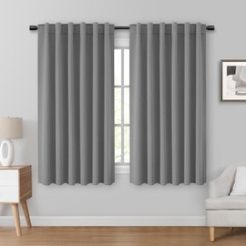 HOMEIDEAS Blackout Curtains 52 X 63 Inch Long 2 Pages Light Grey Curtains, Room Darkening Bedroom Pinch Pleated Curtains, Thermal Insulated Pocket & Back Tab Window Curtains for Living Room