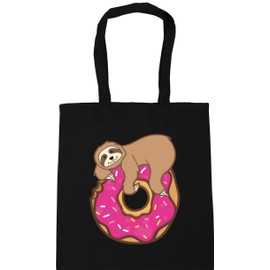 Hippowarehouse Sloth donut Tote Shopping Gym Beach Bag 42cm x38cm, 10 litres