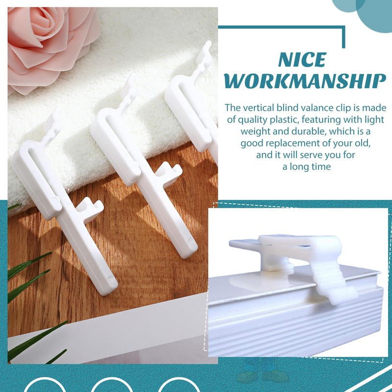 Jetec 12 Pieces Vertical Blinds Valance Clip White Plastic Dust