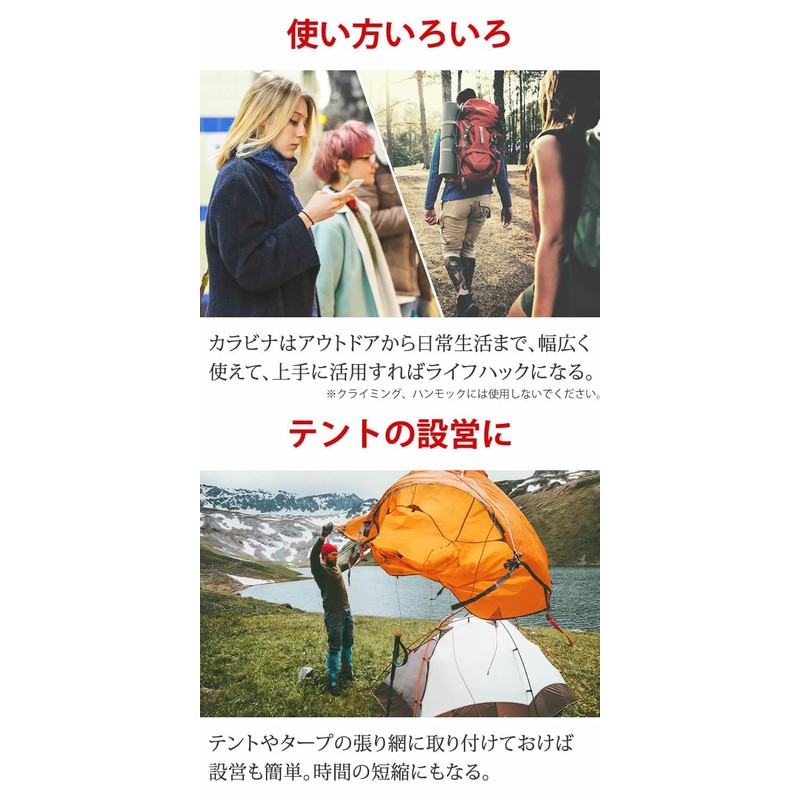 [ラドウェザー] カラビナ キーホルダー 軽量で錆びないアルミ製 コスパ の5個セット 耐荷重80kg 防災グッズ キャンプ キーリング