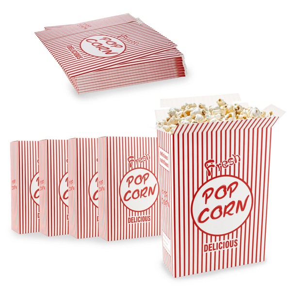 MT Products Popcorn Boxes for Party - 2.8 oz. (Pack of 50) - #4 Popcorn Buckets With Close Top - Great Popcorn Holder for Movie Night, Theater, Circus, and Stadium