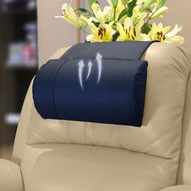 Breathable Perforated Leather Neck Pillow with Non-Slip Memory Foam, Adjustable Support for Recliners, Sofas & Loveseats, Navy Blue