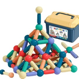 Building Blocks Set - Educational Montessori Toy - Mag Ball Sticks and Rods - Great Children's Gift - Kid Magic Mag Building Blocks Set (52 Pieces)
