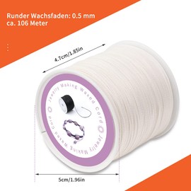 116 Yards 0.5 mm Waxed Cord for Jewellery Making, Bracelet Cord, Waxed Thread for Bracelets, Beading Thread, Waxed Thread for Bracelets, Necklaces, Jewellery Making (White)