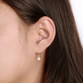 Nature Pearl huggie Earrings; Pearl Drop Hoop Earrings; Solid S925 Silver Huggie Earrings; Gold Silver Hoop; Hypoallergenic;, 11mm, Sterling Silver, No Gemstone