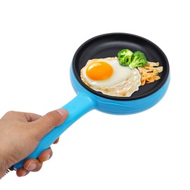 Electric Skillet with Spatula & 37Inch Long Power Cord 5.9 * 2.2In Non-Stick Frying Pan Overheating Protection Electric Frying Pan for Frying Eggs, Dumplings, Bacon, Sausage (Blue)