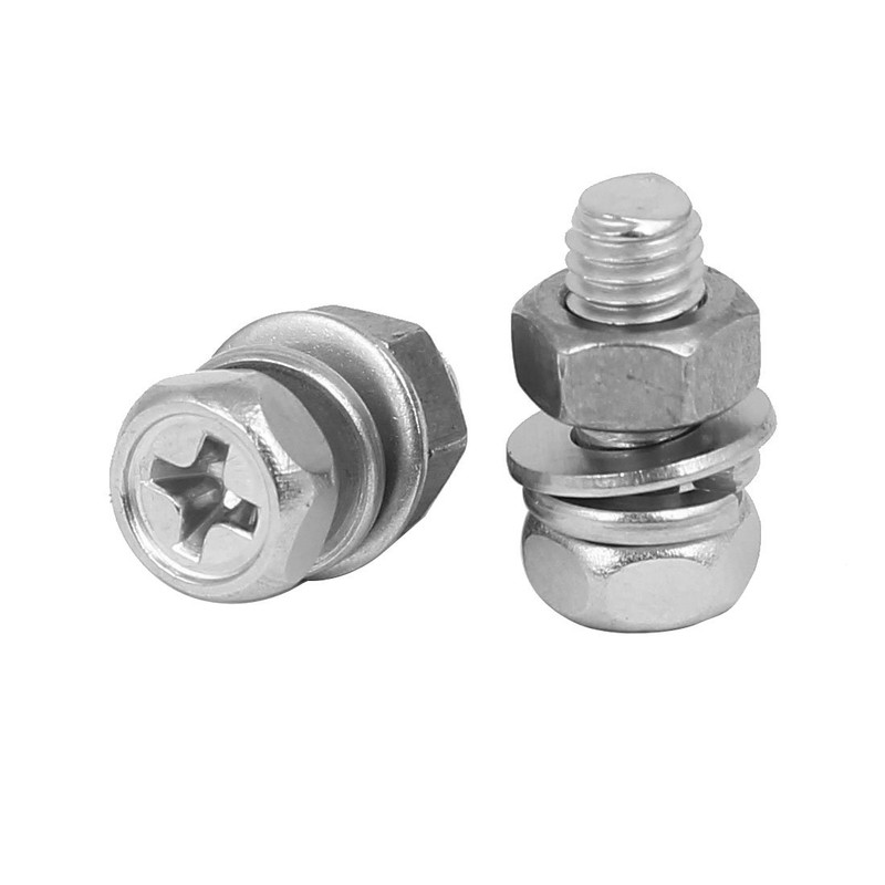 Sourcingmap M5 x 12mm 304 Stainless Steel Phillips Hex Head