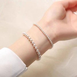 Pearl Bracelets for Women Girls White Faux Pearl Bracelets Pearl Beaded Bracelet Dainty Pearl Bracelets for Wedding Bride Bridesmaid Gift
