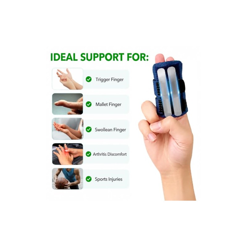 2PCS Finger Splint Trigger Finger Splint with 2 Aluminum Support