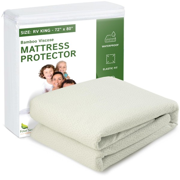Four Seasons Essentials RV King Size Waterproof Mattress Protector -
