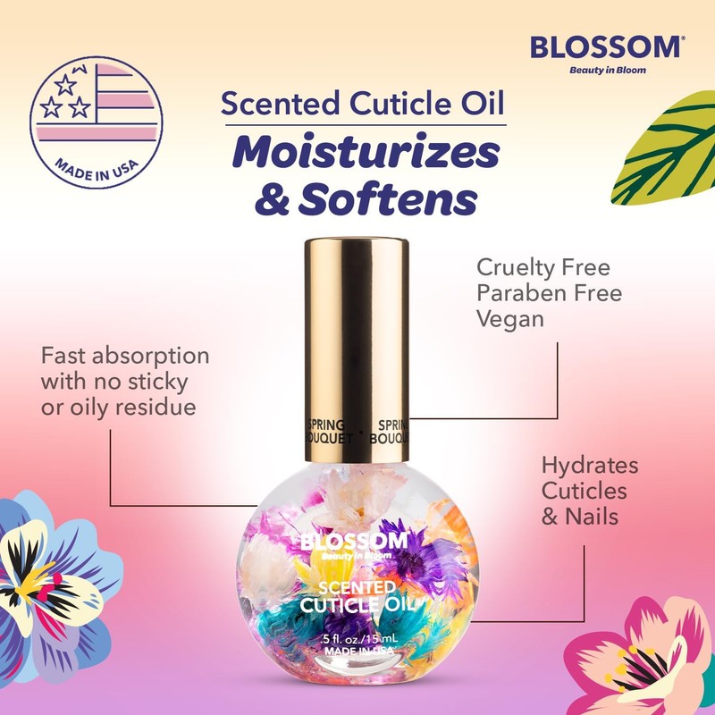 Blossom Aceite suavizante humectante para cutículas, 0.5 onzas