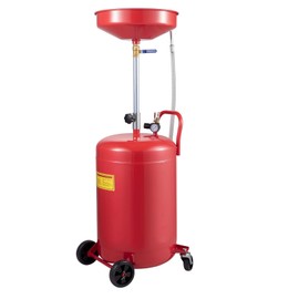VEVOR Oil Drain Container, 20 Gallon Waste Oil Drain Tank, Portable Oil Lift Drain Pan Air Operated Drainer, Fluid Fuel Drainage Adjustable Funnel Height with Pressure Regulating Valve & Wheel