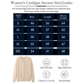 ZPLxi Women's Fine Knitted Cardigan 100% Cashmere Wool Luxury Open-Front Cardigan Sweater Warm Solid Color Long Sleeves Button Down Shirts (AU, Alpha, XX-Large, Regular, Regular, Off-White)