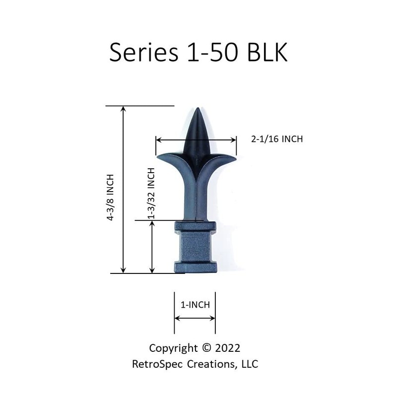 Retrospec Creations 25 Each for 1/2” Black Plastic Finial Tops